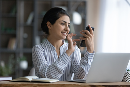 applicant distracted using their smartphone during job interview video call